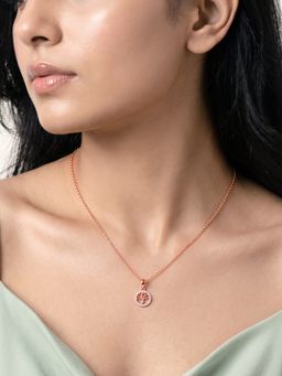GIVA - Silver Rose Gold Moonline Tree Pendant with Link Chain