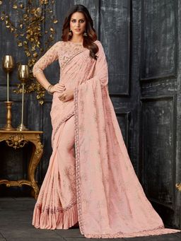 Odette - Pink Tissue Designer Saree with Unstitched Blouse