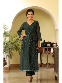 Vaamsi - Womens Pure Cotton Woven Kurta With Trousers Green (VKSET1227 ) (Set of 2)