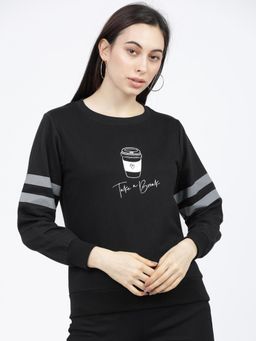 TOKYO TALKIES - Womens Black Graphic Sweatshirt