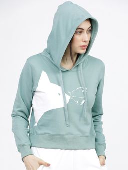 TOKYO TALKIES - Womens Green Graphic Hoodie