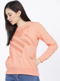 TOKYO TALKIES - Womens Peach Graphic Sweatshirt