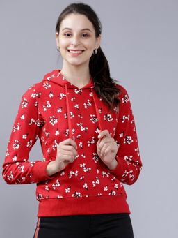 TOKYO TALKIES - Womens Red Floral Hoodie