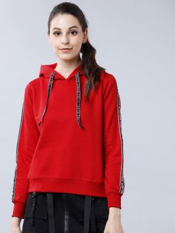 TOKYO TALKIES - Womens Red Solid Hoodie