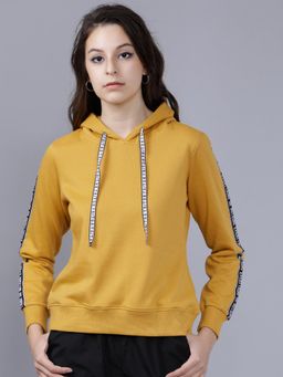 TOKYO TALKIES - Womens Mustard Solid Hoodie