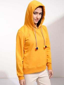TOKYO TALKIES - Womens Mustard Solid Hoodie