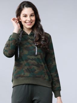 TOKYO TALKIES - Womens Olive Camouflage Hoodie