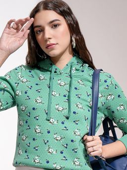 TOKYO TALKIES - Womens Green Floral Hoodie