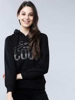 TOKYO TALKIES - Womens Black Typography Hoodie