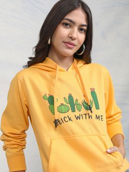 TOKYO TALKIES - Womens Yellow Graphic Hoodie