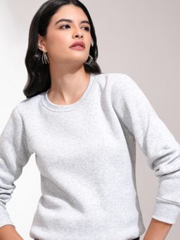 TOKYO TALKIES - Womens Grey Round Neck Pullover Sweatshirt