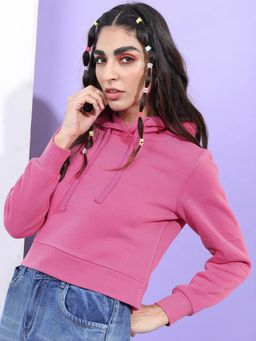 TOKYO TALKIES - Womens Solid Pink Hoodie