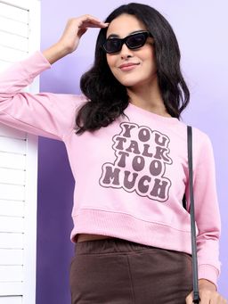 TOKYO TALKIES - Womens Purple Typography Sweatshirt