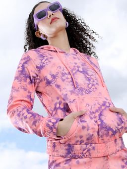 TOKYO TALKIES - Womens Pink and Purple Tie & Dye Hoodie