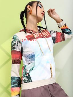 TOKYO TALKIES - Womens Multi-Color Abstract Hoodie