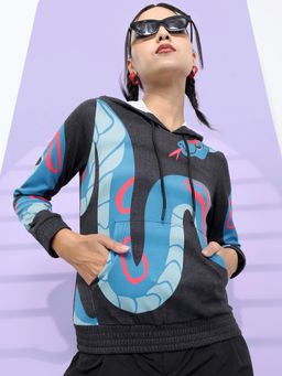 TOKYO TALKIES - Womens Black Graphic Hoodie