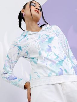 TOKYO TALKIES - Womens White Abstract Hoodie