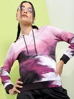 TOKYO TALKIES - Womens Purple Abstract Hoodie