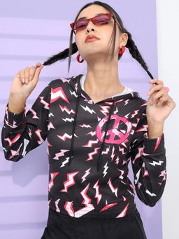 TOKYO TALKIES - Womens Black Abstract Hoodie