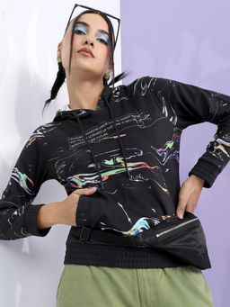 TOKYO TALKIES - Womens Black Graphic Hoodie