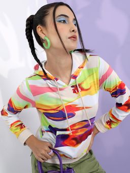 TOKYO TALKIES - Womens Multi-Color Abstract Hoodie