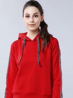 TOKYO TALKIES - Womens Solid Red Hoodie