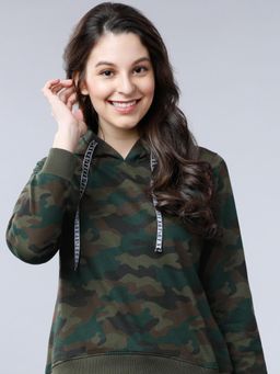 TOKYO TALKIES - Womens Camouflage Olive Hoodie
