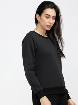 TOKYO TALKIES - Womens Solid Black Sweatshirt
