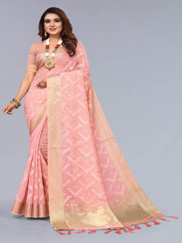 Varanga - Pink Woven Design Zari Saree with Unstitched Blouse