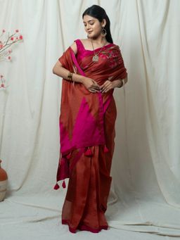 Save As - Kumud Brown Floral Hand Embroidery Saree without Blouse