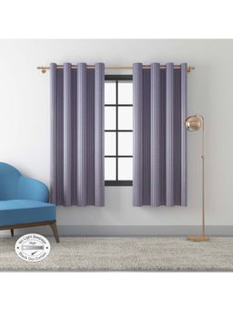 HomeTown - Emilia Set of 2 Striped Jacquard Blackout Curtains 5 Feet in Navy Color