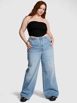 Victoria's Secret - Pink Denim High-Rise Straight-Leg Blue Jeans