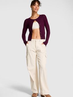 Victoria's Secret - Pink Button-Down Knit Purple Cardigan