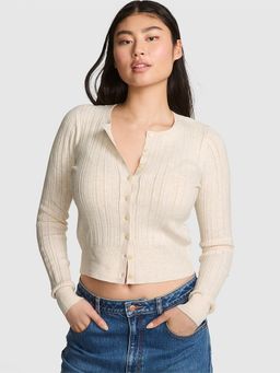 Victoria's Secret - Pink Button-Down Knit Beige Cardigan