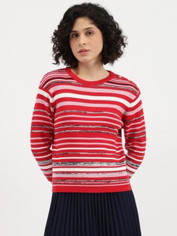 United Colors of Benetton - Multi-Color Round Neck Striped Sweater