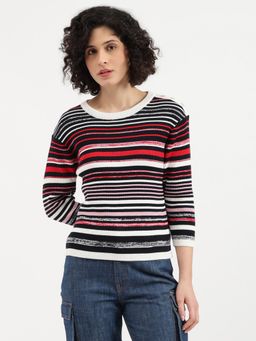 United Colors of Benetton - Multi-Color Round Neck Striped Sweater