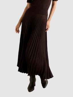 Forever New - Brown Estelle Satin Pleated Midi Skirt