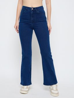 Madame - Cotton Blend Dark Blue Flared Jeans