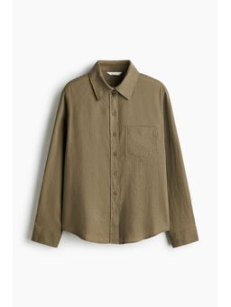 H&M - Women Green Linen-Blend Shirt