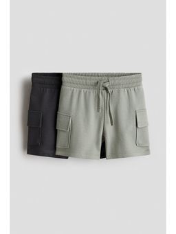 H&M - Boys Green 2-Pack Cargo Sweatshirt Shorts