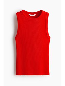 H&M - Women Red Ribbed Vest Top