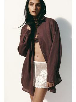 H&M - Women Brown Linen Beach Shirt