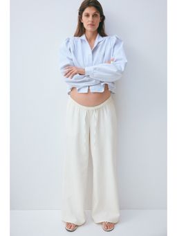 H&M - Women White Mama Denim Drawstring Trousers