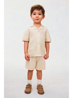 H&M - Boys Beige 2-Piece Pointelle-Knit Cotton Set
