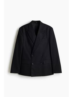 H&M - Men Black Relaxed Fit Double-Breasted Jacket