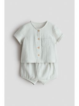 H&M - Boys Green 2-Piece Cotton Muslin Set