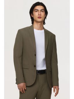 H&M - Men Green Slim Fit Single-Breasted Jacket