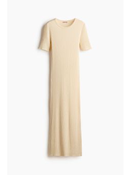 H&M - Women Yellow Rib-Knit T-Shirt Dress