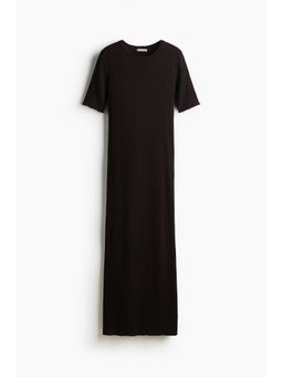 H&M - Women Brown Rib-Knit T-Shirt Dress
