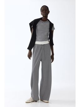 H&M - Women Blue Ribbed Drawstring Trousers